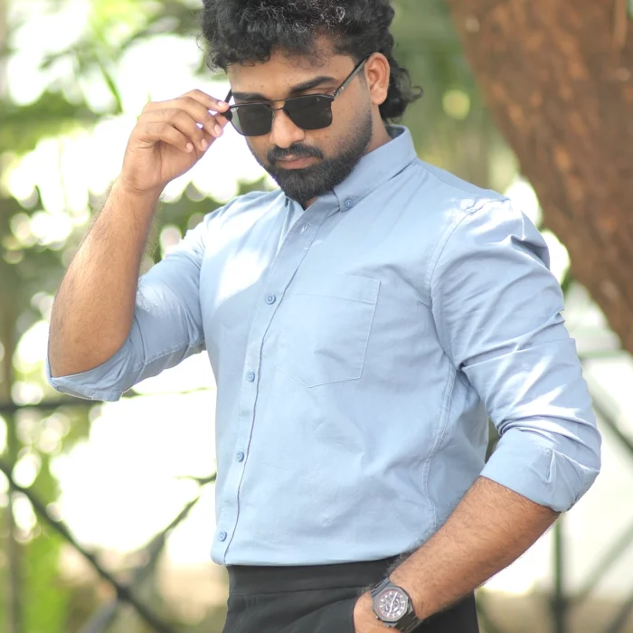 Sky Blue Checked Casual Shirt